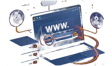 Secure domain registration dashboard with servers and www search